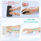 Cloud Wrist Rest Keyboard, Cloud Keyboard Wrist Pad Set with PU Leather Memory Foam, Cute Arm Rest for Palm Support, PC/Gaming Desk Accessories/Office Setup/Computer Hand Cushion - Rainbow
