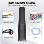VEVOR 2 PCs Thermoplastic Rubber Drop Over Cable Cover Ramp, 2,000 lbs/axle Load Capacity, Heavy Duty Cable Hose Protector Ramp, Floor Cord Cover for High Walking Traffic Areas Home Office Warehouse