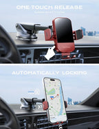 CHGeek Wireless Car Charger, 15W Fast Charging Auto Clamping Car Charger Phone Mount Phone Holder fit for iPhone 15 14 13 12 11 Pro Max Xs, Samsung Galaxy S25 Ultra S24 S23 S22, S21, S20, Red