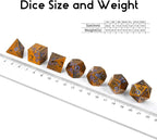 Metal Dice Flowers, 7 PCS Metallic Dungeons and Dragons Dice Set with Gorgeous Gift Case for DND Dungeons and Dragon Tabletop Game (Ancient Brass with Blue Flowers)
