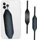 Phone Grip Strap - Reversible Finger Holder for Phone Back, Customizable Anti-Slip Design, Wireless Charging Compatible Detachable Holder for iPhone - Metallic Black