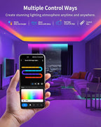 RGB+IC LED Strip Lights, Smart LED Light for Bedroom, Color Changing LED Strips with 44 Scene Modes, Segmented Control, for Bedroom Home TV Wall Décor, Party, Festival, Gathering