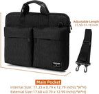 KINGSLONG 17-17.3 inch Slim Laptop Bag, Computer Carrying Case with Shoulder Strap, Notebook Handbag Cover for Men Women Fits Acer Asus Lenovo HP Toshiba Black