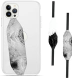 Phone Grip Strap - Reversible Finger Holder for Phone Back, Customizable Anti-Slip Design, Wireless Charging Compatible Detachable Holder for iPhone - White on Black