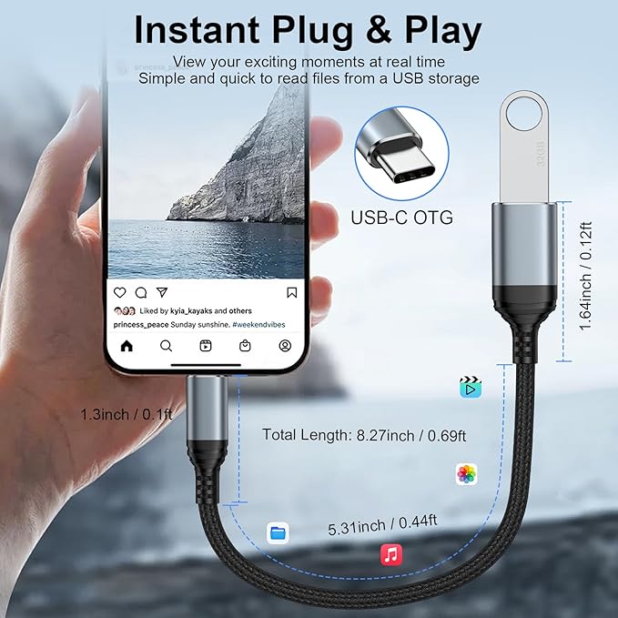 USB C to USB Adapter - 5Gbps [2 Pack] USC 3.0 OTG Adapter for Android - USBC Male to USB Female Adapter, Type C OTG Cable Converter Support Camera, Card Reader, USB Flash Drive, External/MIDI Keyboard