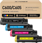 C600 C605 Toner Cartridges 4-Pack Compatible Replacement for VersaLink C600 C605 Color Multifunction Printer Copier Scanner 106R03919 106R03916 106R03917 106R03918 High-Yield Black Cyan Yellow Magenta