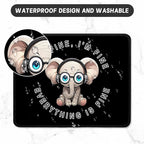 ITNRSIIET Mouse Pad with Stitched Edge Premium Textured Smooth Precise Operation Waterproof Washable Non-Slip Rubber Base Desktop Protection Mat, 10.2×8.3×0.12 inches, Pretty Fine Elephant