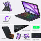 iPad Keyboard Case for iPad Air 13 inch (M3 M2 2025 2024),Pro 12.9 inch 6/5/4/3rd Gen,Flex Magnetic Detachable Bluetooth Keyboard with Trackpad,Springy Backlit Keys,Slim iPad Case with Stand (Black)