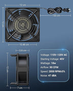 DEWENWILS 2 Pack 120V AC Fan, Waterproof Exhaust Fan 120mm, 18W 2850RPM 90CFM, DIY Cooling Fan for Refrigerator, Computer Case, Compressor Engine, Generator, UL Listed