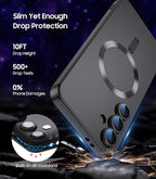 Magnetic for Samsung Galaxy S24 FE Case [Compatible with MagSafe][Built-in Camera Lens Protector] Slim Soft Silicone Bumper Shockproof Metallic Luster Phone Cover (Black)