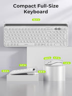 seenda Bluetooth Keyboard and Mouse for iPad, CTU-301 Multi-Device Bluetooth + 2.4G Wireless Keyboard Mouse with Tablet Holder for MacBook/Windows Computer, iOS/Andriod Tablet Phone, White