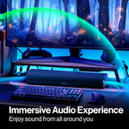 OXS Thunder Lite PC Gaming Soundbar, Sound Bars for TV with Virtual Surround Sound, 2 Full-Range Drivers, Bass Tube, Compact Design, HDMI/AUX/Optical Compatible, Bluetooth 5.0 Wireless Connection