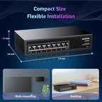 8 Port Gigabit PoE Switch, 8 Port PoE 120W, Gigabit Ethernet Unmanaged Network Switch, Plug and Play, Sturdy Metal Housing, Traffic Optimization