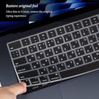 Russian Language Keyboard Cover Skin Compatible for 2025-2022 MacBook Air 15.3 inch A2941 A3114 A3241/MacBook Air 13.6 inch A3113 A2681 A3240 with M4 M3 M2,MacBook Air 2025 Keyboard Protector-Black