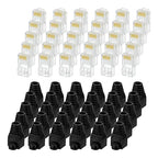 MECCANIXITY 100pcs Cat6 RJ45 Pass Through Connectors, RJ45 Connector 8P8C Gold Plated Plugs with 100pcs Black Strain Relief Boots for Solid or Stranded UTP Ethernet Cable, 1.1mm