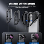 NEEWER PA082 S25 Ultra Phone Cage Holder for Recording Filming with 2X Handle, 67mm Filter Adapter, 17mm Lens Backplate, T Mount Adapter, Video Rig Stabilizer Compatible with Samsung Galaxy S25 Ultra