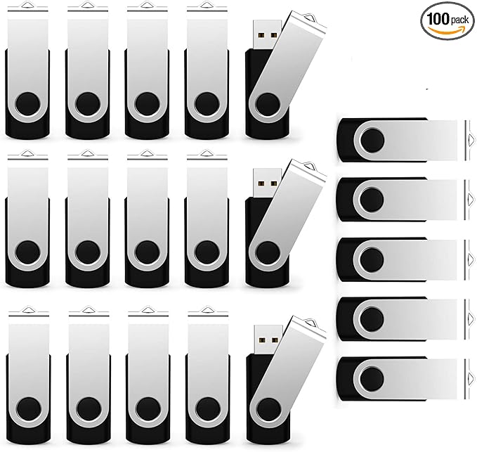 USB Flash Drive 32GB 100 Pack, Bulk USB 2.0 Flash Drives Thumb Drive Swivel Memory Stick Jump Drive Pen Drive,32 gig 100 Pieces