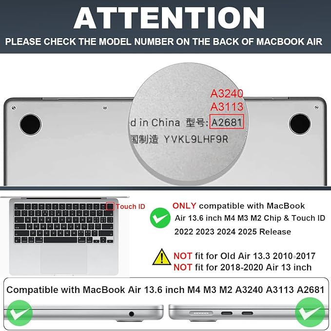 for MacBook Air 13.6 inch Case 2025 2024 2023 2022 Release M4 A3240 M3 A3113 M2 A2681, Black Printed Plastic Hard Shell Case Cover for Mac Air 13.6 M4 Chip Touch ID, Astronauts Space Dog