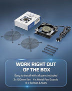 DEWENWILS 2 Pack 120V AC Fan, Waterproof Exhaust Fan 120mm, 13W 2800RPM 60CFM, DIY Cooling Fan for Refrigerator, Computer Case, Compressor Engine, Generator, UL Listed