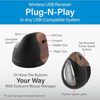 Evoluent – Inventor of The Vertical Mouse – VM4SW Ergonomic Vertical Mouse Right Hand Small Wireless USB, Sculpted for Comfort, Reduces Wrist Strain, Adjustable Speed, Customizable Buttons in Windows