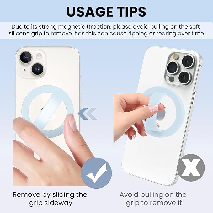 Magnetic Silicone Ring Grip Phone Holder, Loop Grip Phone Holder,Magnetic Phone Loop,Magsafe Phone Grip,Compatible with Magsafe for iPhone 16/15/14/13/12 Series (Blue)