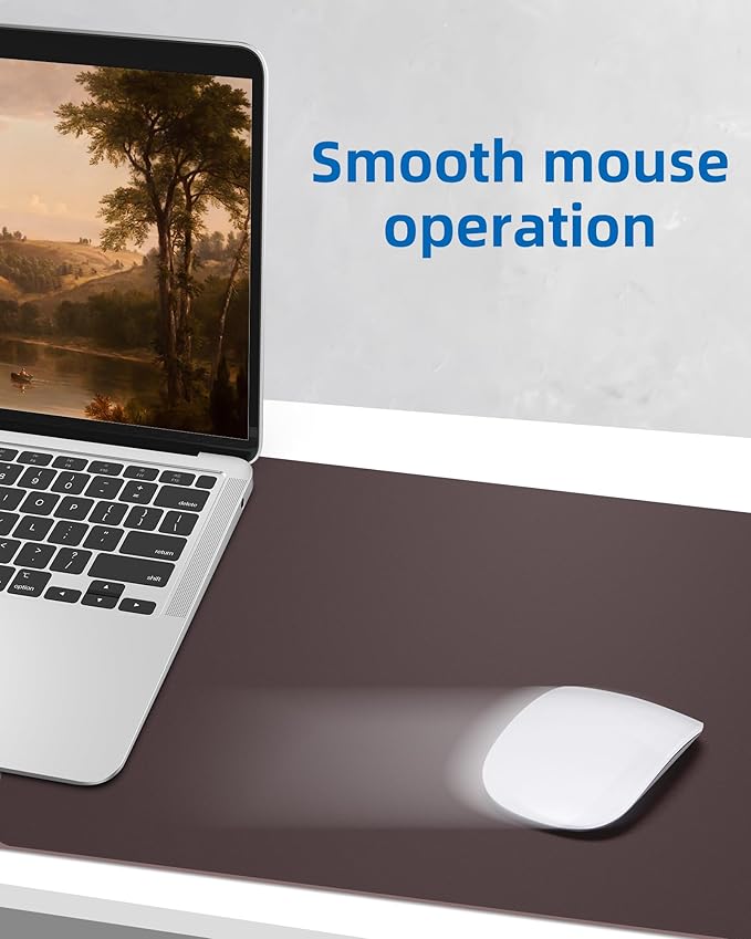 AFIING Leather Desk Pad Protector,Mouse Pad,Office Desk Mat, Non-Slip PU Leather Desk Blotter,Large desk mat,Waterproof Keyboard mat for Office/Home/Decor (Coffee,48"" x 17"")