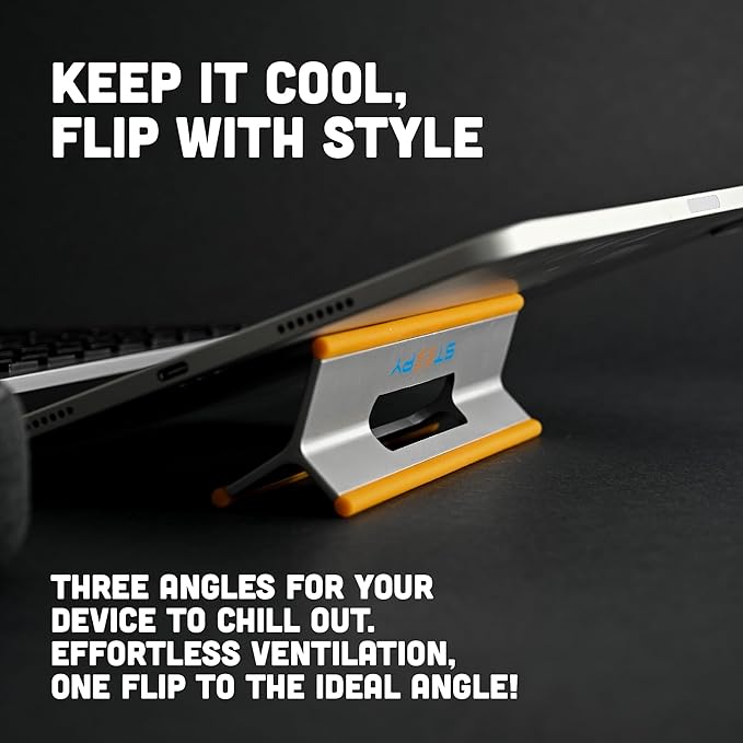 Steepy Low Profile Laptop Stand - 3 Height Adjustable Computer Stand - Lightweight Plastic Laptop Riser - Laptop Tilt & Angle Wedge