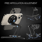 Magnetic Pocket Phone Tripod Foldable Compatible with Magsafe for iPhone 15/14/13/12 Plus Pro Max Series, Mini Cell Phone Tripod Mount Handle Smartphone Desk Stand Travel All in One