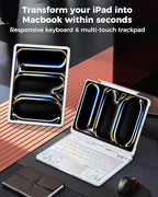 SIBEITU Keyboard Case for iPad Pro 11 Inch (M5 2025 / M4 2024), 360 Rotatable iPad Pro 11 Clear Cover with Multi-Touch Trackpad, 7-Color Backlight & 3 Brightness, High-Tech Visible PCB Design, White