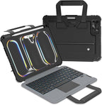 Nillkin Carry Go Keyboard Case for iPad Pro 11 inch (M4) 2024 with Handle, Rugged Case with Detachable Keyboard for iPad Pro 11, Magic Trackpad, 7 Colors Backlit, Camera Cover, Black