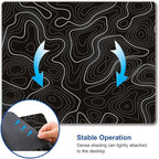 Topographic Contour Map Mouse Pad, Black Minimalist Mouse Mat Waterproof Non-Slip Rubber Base MousePads for Office Laptop Computer Desk