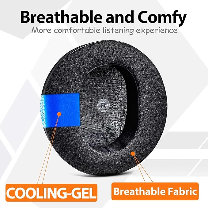 TRANSTEK Replacement Earpads Compatible with Audeze Maxwell Headphones, Maxwell Replacement Ear Cushion, Thickness and Noise Isolation Foam (Cooling Gel Mesh)