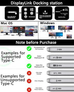 WAVLINK DisplayLink Docking Station 3 Monitors with 130WPD Power Adapter, USB C Laptop Dock for M1/M2/M3/M4/Mac and Windows, Thunderbolt 4/3