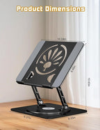Adjustable Laptop Stand for Desk-360° Rotating Foldable Laptop Holder Ergonomic Laptop Riser for MacBook Pro/Air Dell HP Lenovo Notebook up to 16",Black