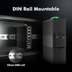MokerLink 5 Port Industrial DIN-Rail Network Switch, 10/100Mbps Fast Ethernet, IP40 Rated Network Switch (-40 to 185°F), with UL Power Supply