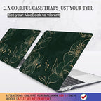 CISSOOK Case for MacBook Air 13 inch 2021 M1 A2337 A2179 A1932, Hard Shell Case+ Keyboard Cover+ Screen Protector for New MacBook Air 13 with Retina Display and Touch ID 2022-2018, Elegant Gold Lotus