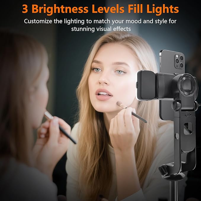71" Tripod for iPhone with Light, Auto Face Tracking Selfie Stick Tripod, Upgrade Strong Gimbal Stabilizer 360 Rotation with Remote for Content Creator Vlog Live Streaming Video Record Tiktok YouTube