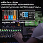 Digital Mixer 16 Channel,Sound Board Mixing Console, Dual DSP Reverb, Dual 7-Band EQ, 48V Phantom Power, 4 Group Stereo Output Input, PAD