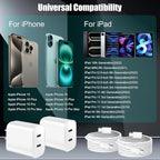 iPhone 16 15 Charger Fast Charging,6FT Woven USB C Charger Fast Charging Cord,2Pack Dual Port USB C Chargers Block,Double Type C Chargers for iPhone 16 Pro Max/16 Pro/16/16e,15 ProMax/15 Plus,iPad Pro