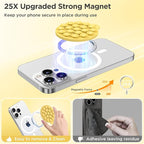Magnetic Suction Cup Phone Mount for MagSafe Case, Silicone Hands-Free Grip Holder for iPhone and Android, Mirror Shower Phone Stand for Makeup FaceTime Gym Kitchen Bathroom, Yellow