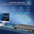 10 Port 2.5Gb Unmanaged Ethernet Switch with 8* 2.5G Base-T Ports, 2* 10G SFP+ Ports. GiGaPlus 2.5Gbps Network Switch for 2.5Gbps NAS/PC, WiFi6 Router, Wireless AP. Fanless Design, Plug and Play
