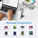 Acer USB C Hub 5 in 1 with 4K HDMI, 100W Power Delivery, 3 USB A Data Ports, USB C to HDMI Multiport Adapter for Laptop, PC, Tablet, MacBook Pro/Air, iPad Air/Pro, iMac, iPhone 15/16 Pro/Pro Max (2ft)