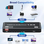 HDMI 2.0 Splitter 1 in 4 Out, LUKFOCAB 1x4 HDMI Splitter 4K@60Hz 8:8:8 HDR, HDMI 2.0, HDCP 2.2, 18Gbps, Auto EDID, Supports UHD 3D D-o-l-b-y 4 Ports Mirror Mode and Multichannel Audio Streams
