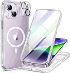 Miracase Magnetic for iPhone 14 Case 6.1", [Built-in Tempered Glass Screen Protector + Lens Protector] [Compatible with MagSafe] Full-Body Protective Bumper 14 Phone Cover, Clear Glitter