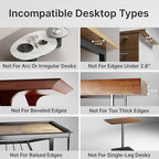 Desk Extender Tray, 24" x 12" Clamp On Shelf, Desk Extension with Laptop Holder, Table Arm Rest, Clamp On Keyboard Tray for Office and Home, Workstation Organizer, Medium, White