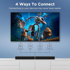 MZEIBO Sound Bar for Smart TV, 80W Bluetooth Soundbar 2 in 1 Detachable Design, Deep Bass, Home Theater Surround Sound, ARC/Optical/AUX Connections for TV/PC/Gaming/Projectors
