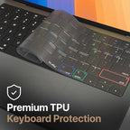 Kuzy MacOS Shortcut for MacBook Pro 14 inch Keyboard Cover M4 16" 2025 2024 2023 M3 M2 M1 Pro Max - MacBook Air 13 inch Keyboard Cover 15" M4 M3 M2 - Mac OS US Layout TPU Tinted