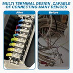 GLOSO Terminal Blocks Double Row Stainless 11 mm Pitch TBC, Marine Grade, 12-22 AWG Cu, 25A/300V - 1 Pack, 10 Poles