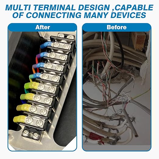 GLOSO Terminal Blocks Double Row Stainless 11 mm Pitch TBC, Marine Grade, 12-22 AWG Cu, 25A/300V - 1 Pack, 2 Poles