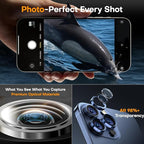 Camera Lens Protector for iPhone 16 Pro Max/16 Pro/15 Pro Max/15 Pro/14 Pro Max/14 Pro, Sapphire Glass Metal Individual Camera Cover Screen, Anti-drop, Case Friendly- Blue Titanium